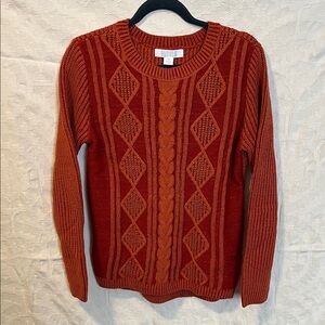 Bunulu Rust Cable Knit Sweater, Size S